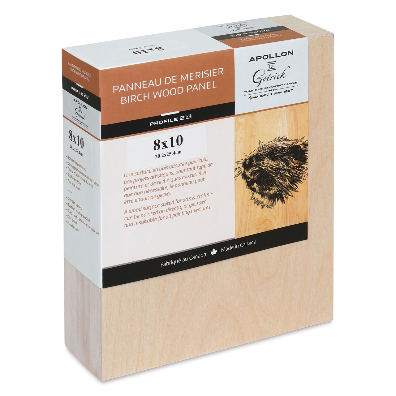 Apollon Gotrick Cradled Wood Panel - 8" x 10", 2-5/8" Profile